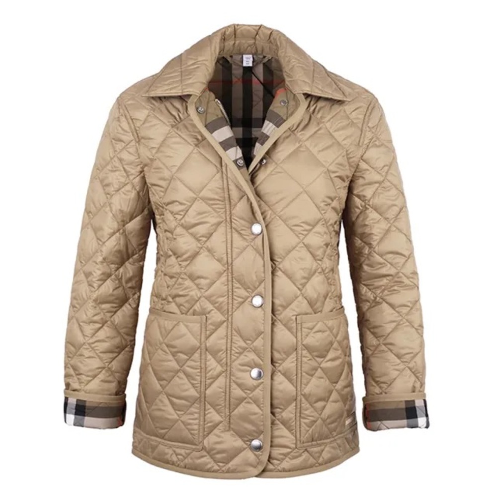 Burberry Dalry Women's Quilted Tan Jacket with check details inside